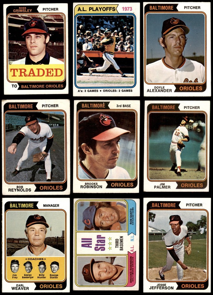 1974 Topps Baltimore Orioles Team Set 24 of 33 Cards VG+ 3.5 Condition