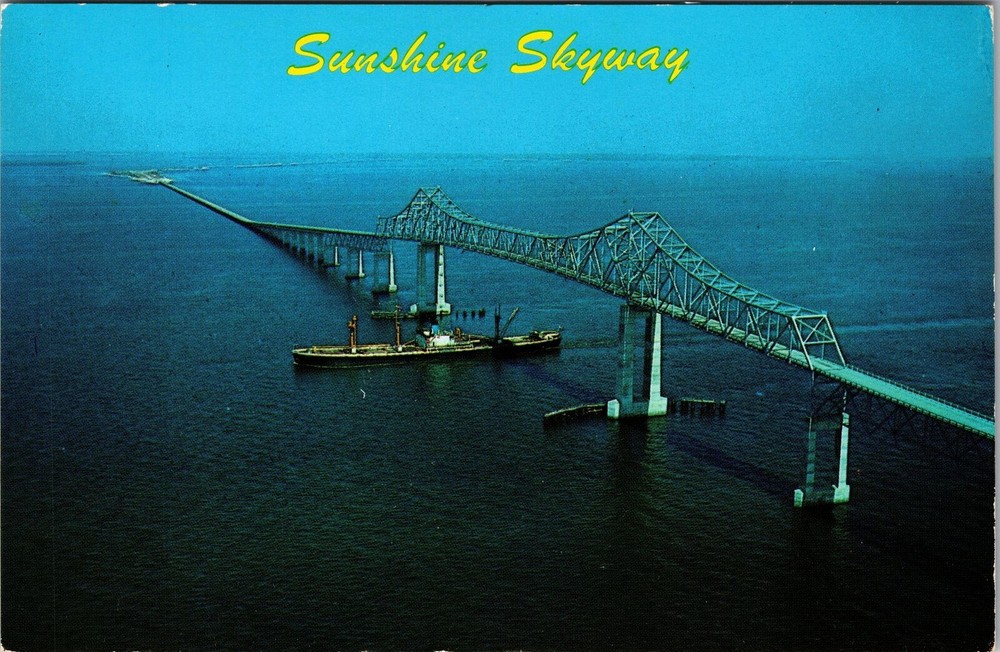 Sarasota FL-Florida, The Sunshine Skyway, Aerial, Vintage Postcard