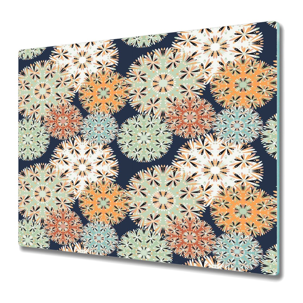 Glass Chopping Cutting Board Beautiful elements Colourful green orange 60x52