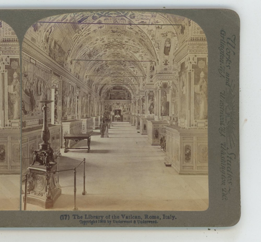 Rome Italy the Library of the Vatican Underwood Stereoview