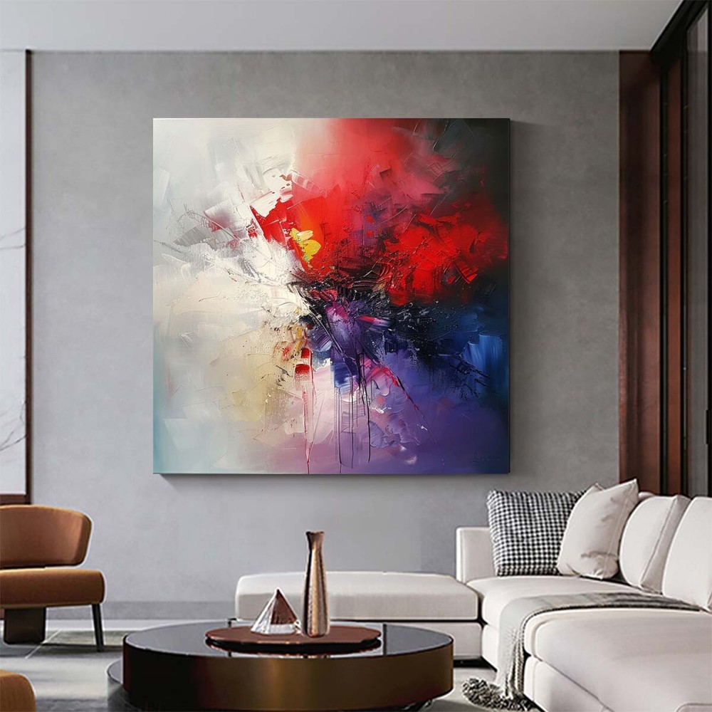 1 Piece Abstract Canvas Art Wall Decor for Living Room Hand painted Oil Red