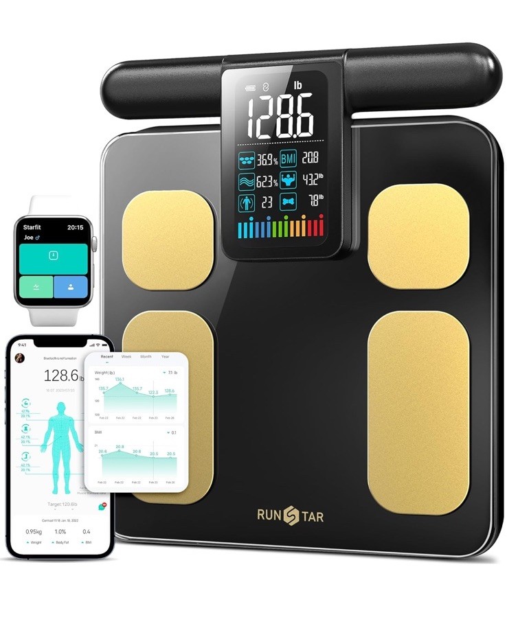 RunSTAR Scale for Body Weight and Fat Percentage, 8 Electrodes High Precision
