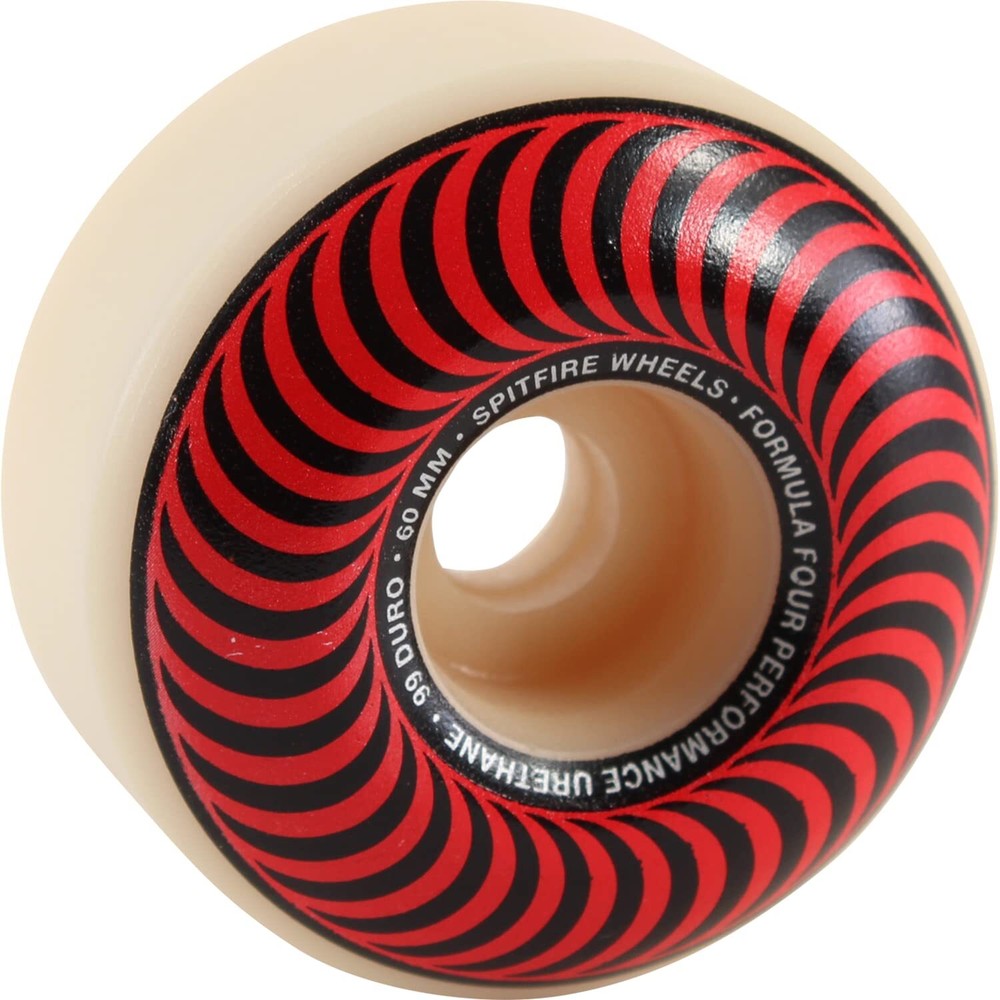 Spitfire F4 99a Classic Swirl 60mm White W/Red Skateboard Wheels (Set of 4)