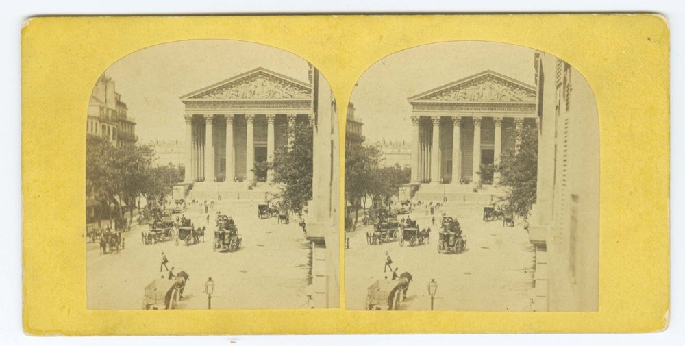 D1389~ FRANCE – c.1860s – Paris La Madeleine Albumen Stereoview