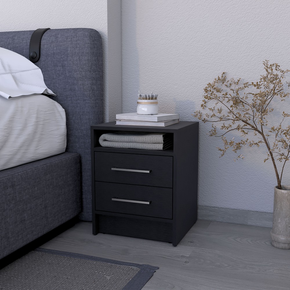 Upgrade your space with the NEW Eastover Nightstand 2.0 featuring melamine finish and two drawers