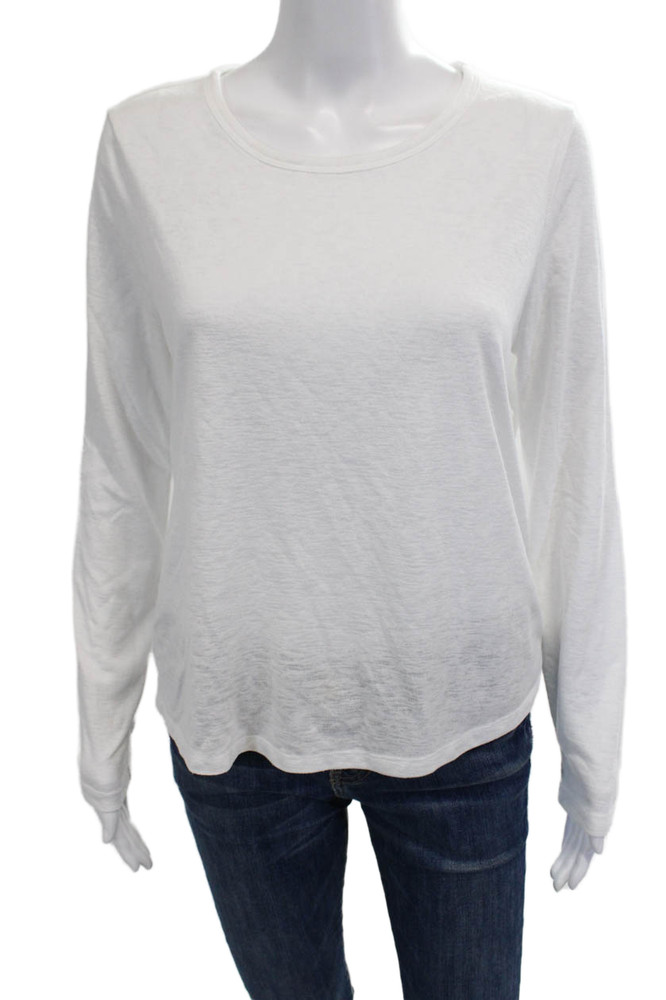Athleta Women Basic T-Shirt White Long Sleeve Crew Neck Size SFree Shipping in US $100+ Orders | $6.95 Orders Below