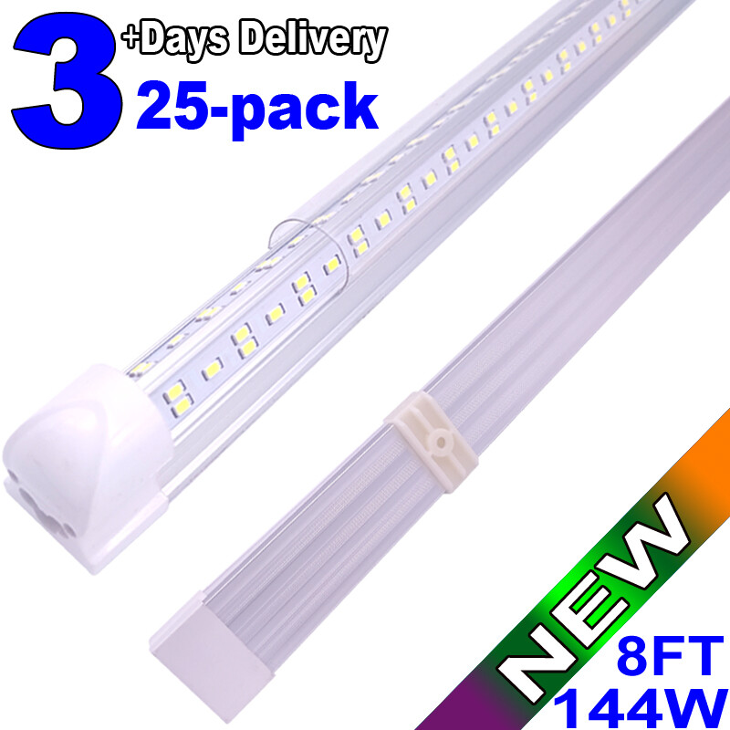 25/Pack 8ft LED Tube Light Bulbs 144W 6500K 8Foot LED Shop Light Fixture 18000LM