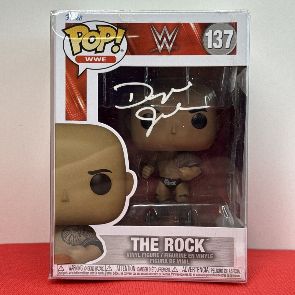 Dwayne Johnson Signed Funko Pop ‘The Rock’ WWE #137 COA Hologram