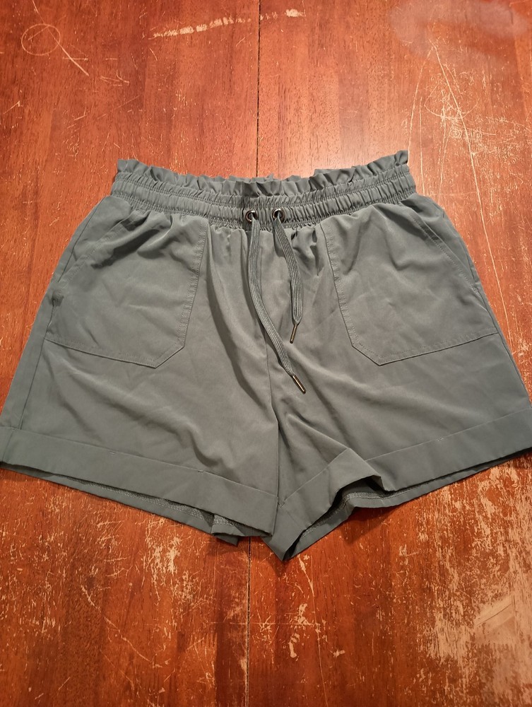 Danskin Women's Gray Blue Woven Paperback Shorts Pockets Size Medium