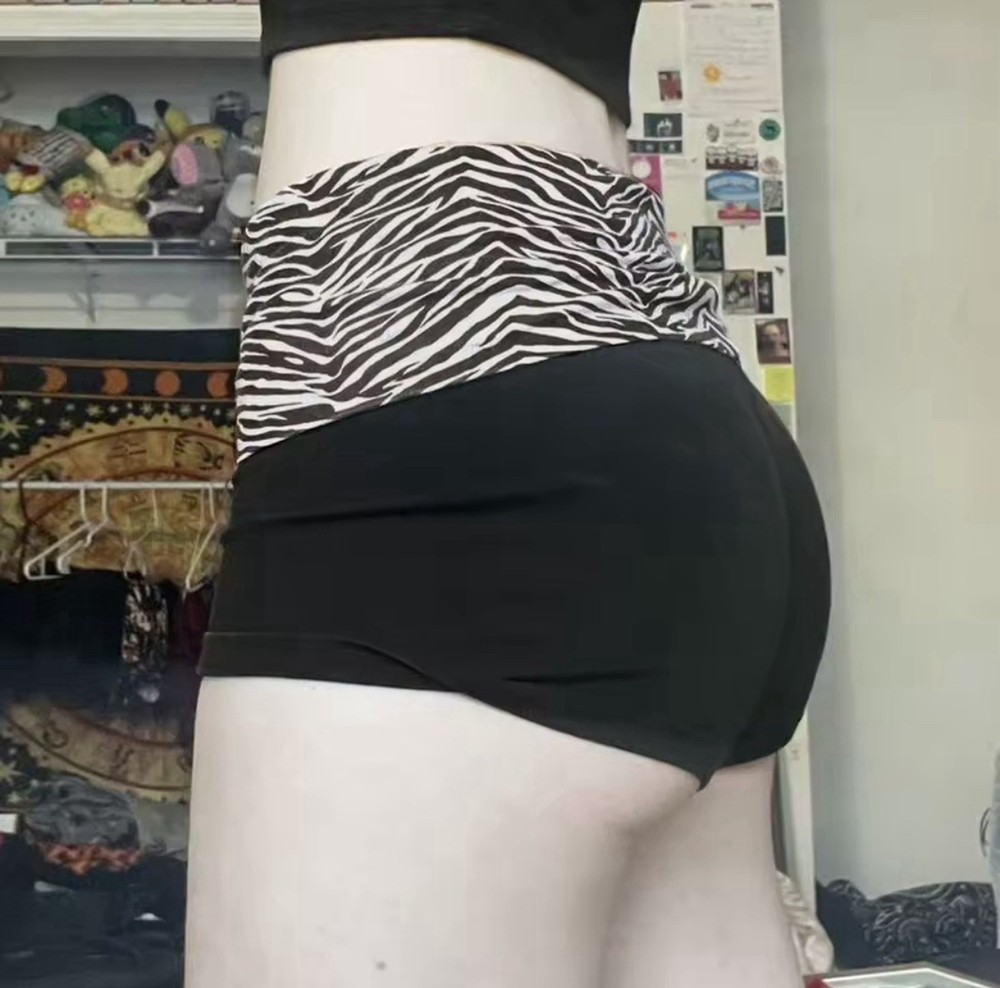 zebra print fold over shorts
