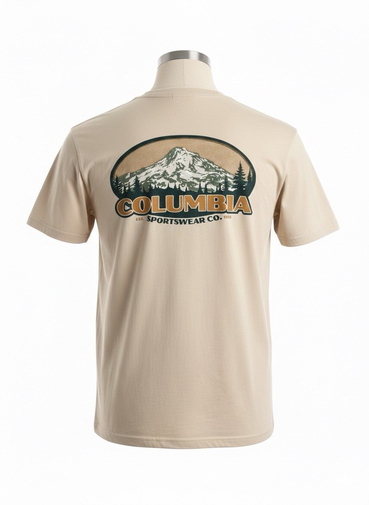 Columbia Sportswear Mens TanMountain Graphic T-Shirt XL Cotton Tee Gorpcore