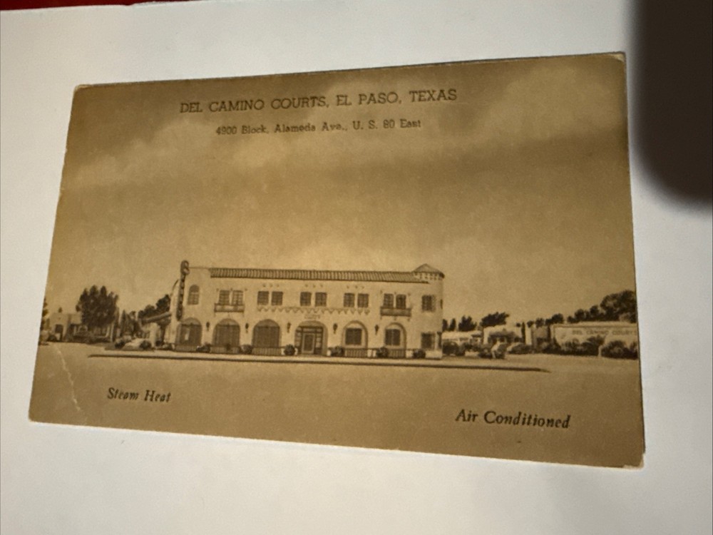 EL PASO, TX Texas ~ DEL CAMINO COURTS  c1940s  Roadside  Postcard