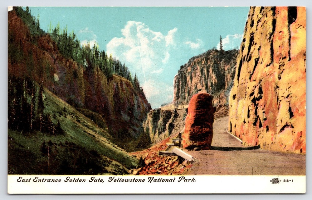 Antique Vintage Postcard Yellowstone National Park Golden Gate Canyon Wyoming