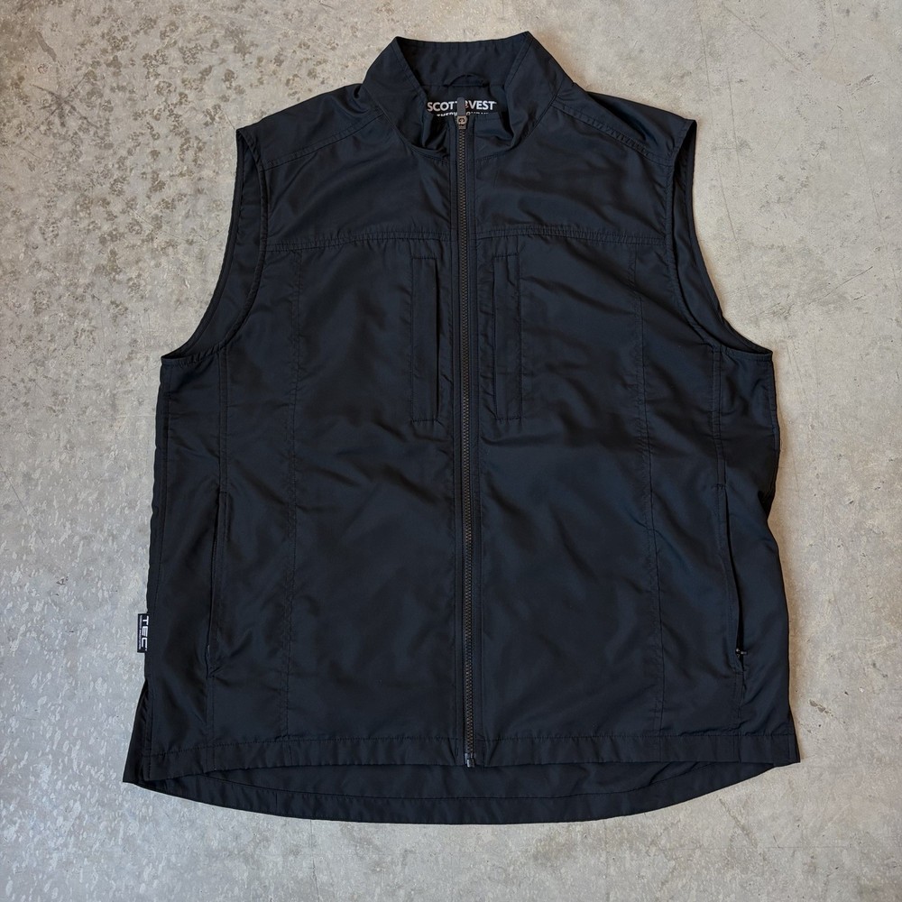 SCOTTeVEST Featherweight Vest Black Travel TEC Tech Utility Zip Pockets Men’s XL