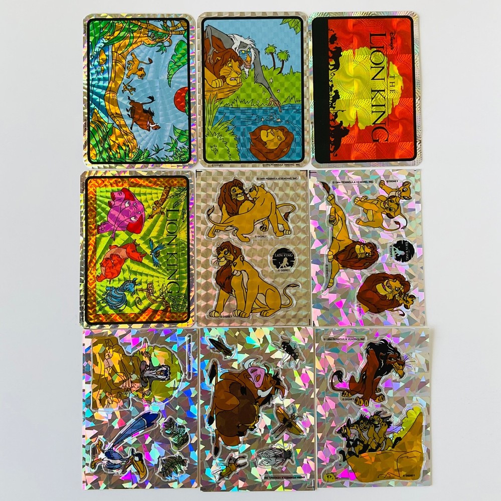 The Lion King Vending Machine Sticker Set of 9 Rare Disney 1994 Simba Timon