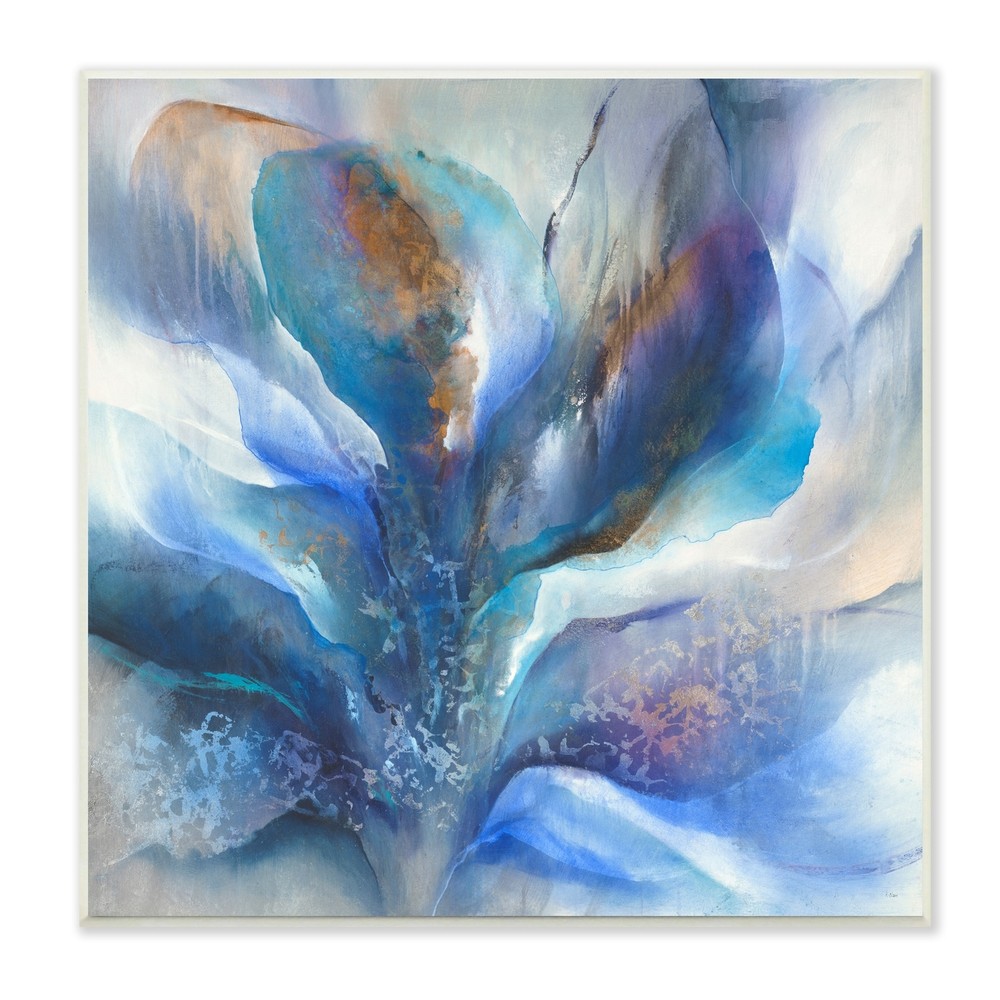 Stupell Abstract Blue Petals Fluid Modern Botanical Design