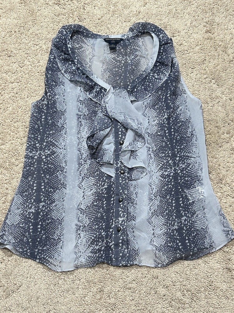 Banana Republic Womens Shirt Petite Size Small Multicolor Animal Print Ruffle