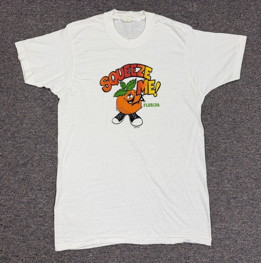 80s Single Stitch Vintage Florida “Squeeze Me” Tourist Tee With Graphic Print.
