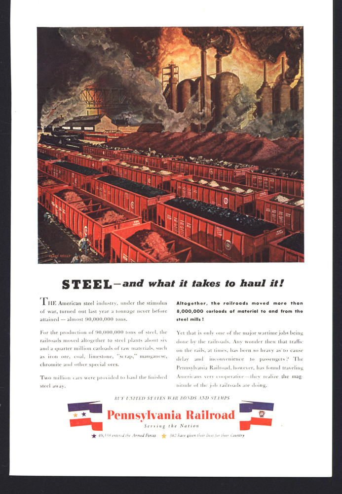 1944 Pennsylvania Railroad American Steel Industry Vintage Magazine Print Ad