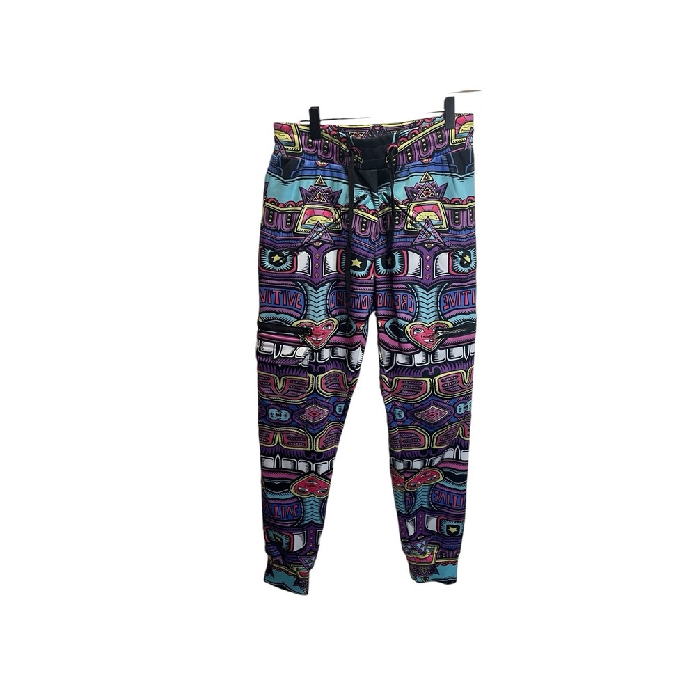Colorful Spray Can Print Windbreaker Jogger Pants for Men Size S