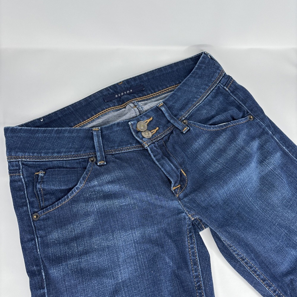 Hudson Collin Flap Skinny Jeans Womens * 26 Blue Low Rise Distress Stretch Denim