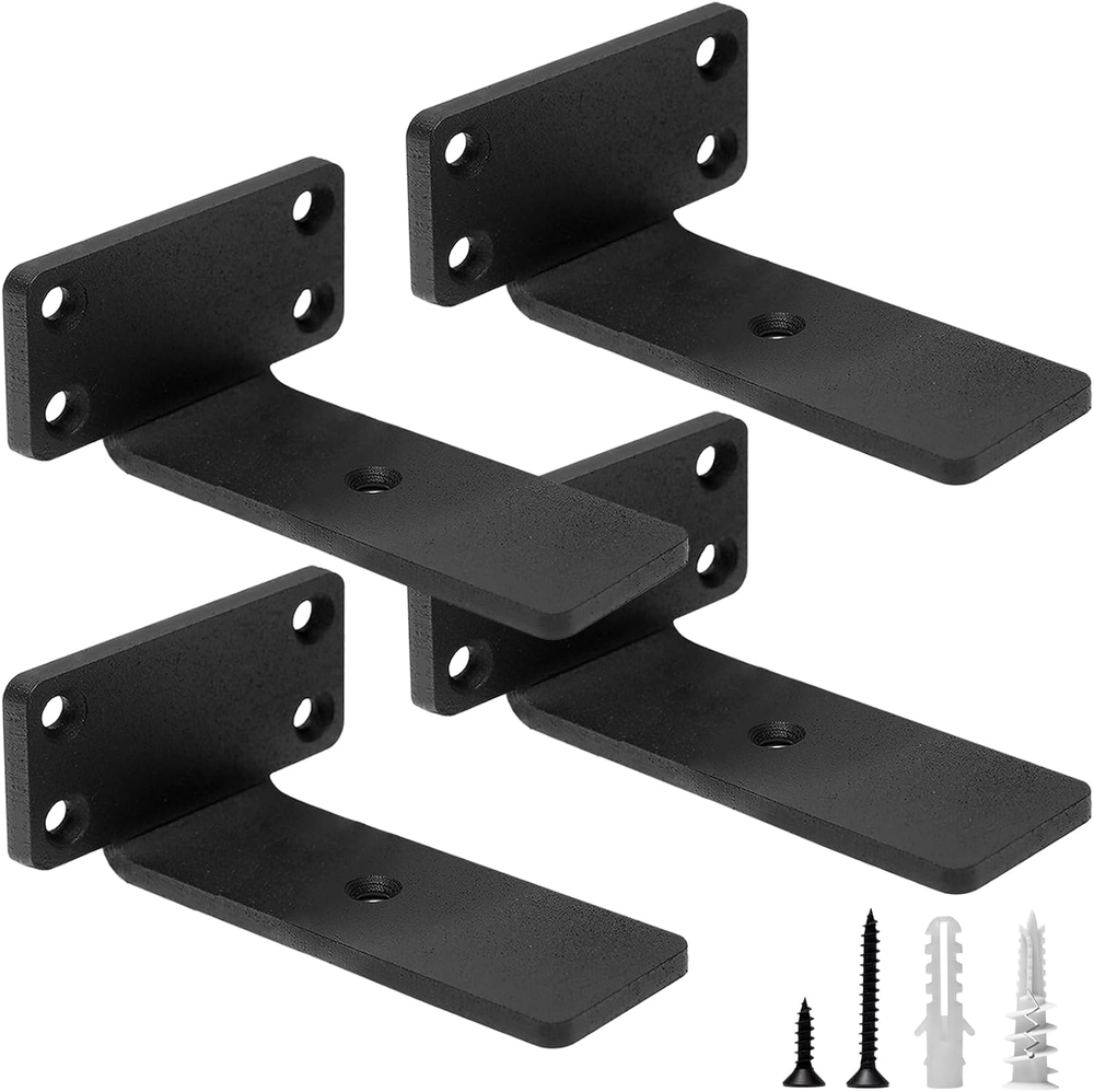 Heavy Duty Floating Shelf Brackets, 4-Inch (1/5'' Thick) Hidden Shelves Hardware