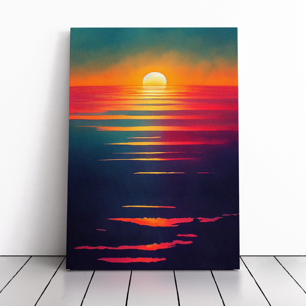Gentle Ocean Sunset Canvas Wall Art Print Framed Picture Home Decor Living Room