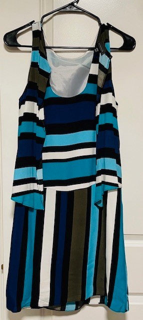 Women's Metaphor Striped Sleeveless Dress - Sz M, Blue, Black & White Midi