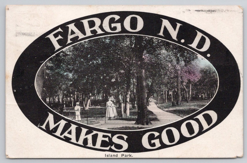 1909 Fargo ND Island Park Postcard - 