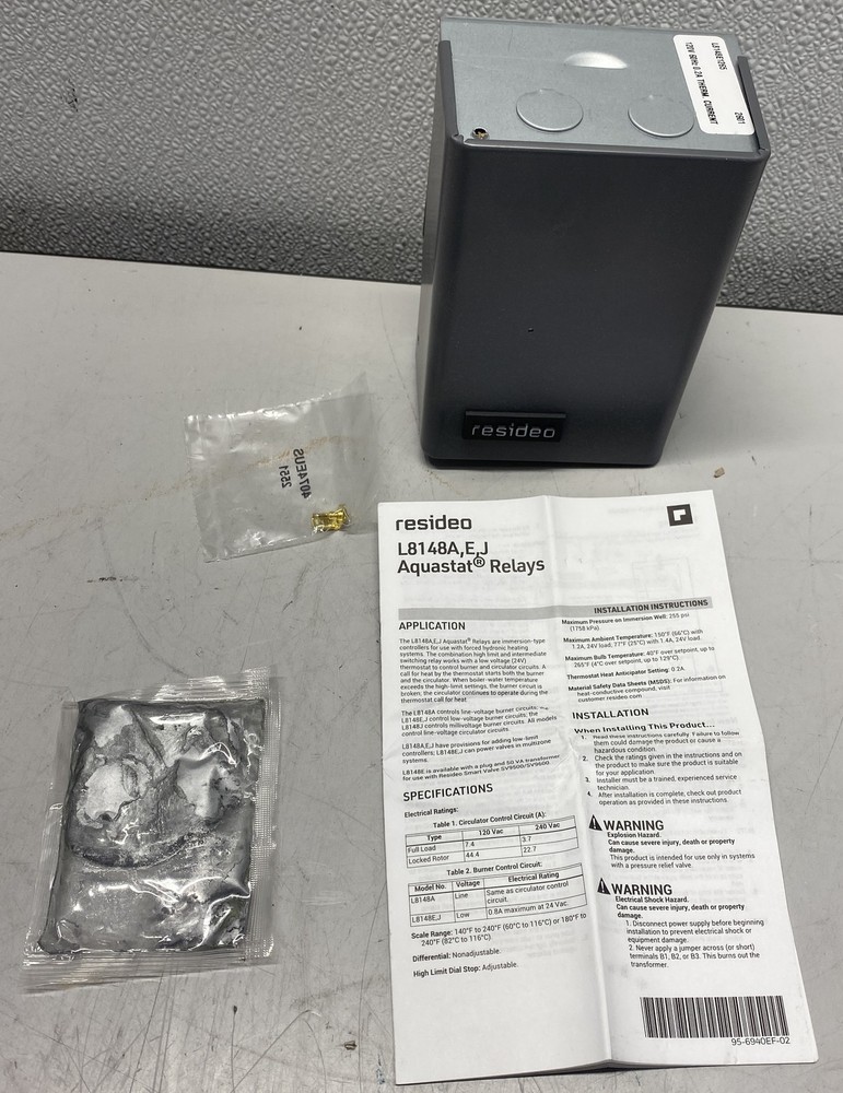 Resideo L8148E1265 High Limit Vertical Mount Aquastat Relay 15F Differential