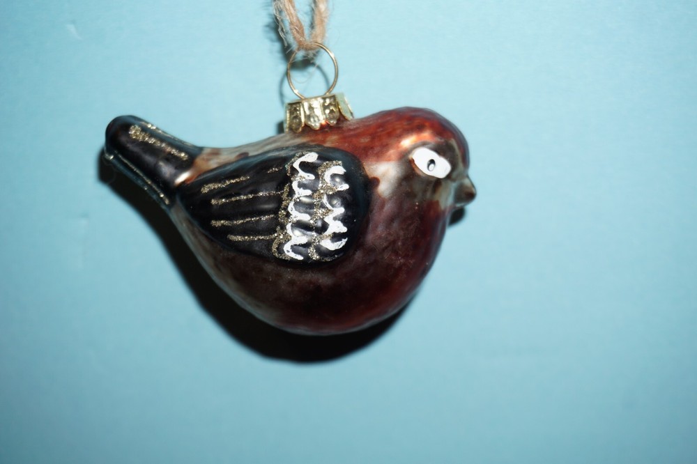 Vintage Glass -Red & Black Bird Hanging Ornament - Winter/ Christmas Decoration