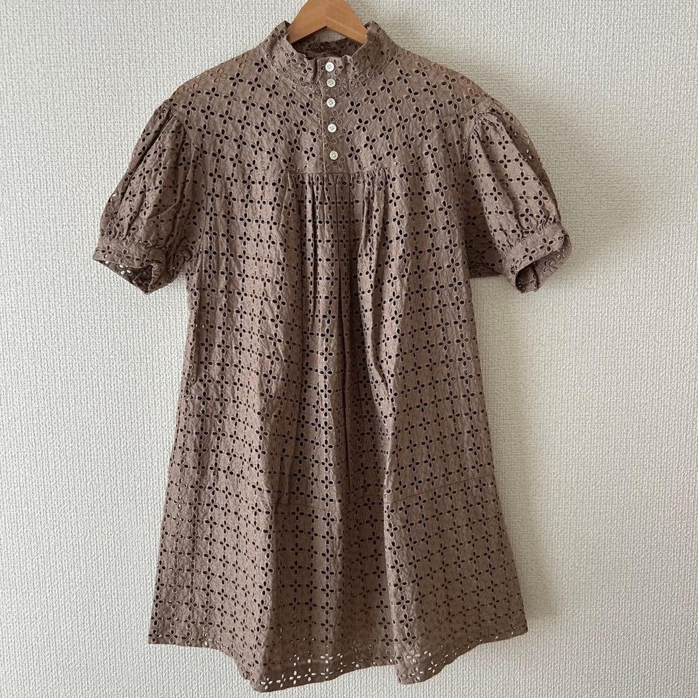 tricot Comme Des Garcons Tunic Dress Short Sleeve Beige Made in Japan Size S