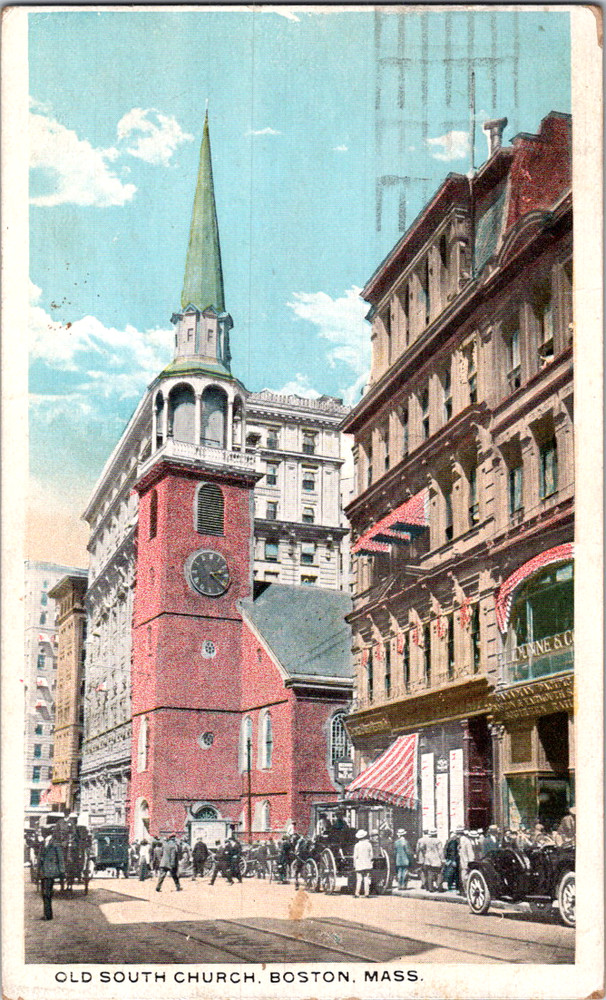 Vintage Postcard Boston Massachusetts Old South Church Street View