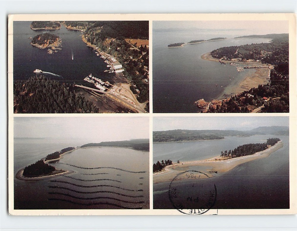 Postcard Aerial View Quadra Island and Heriot Bay in British Columbia Canada