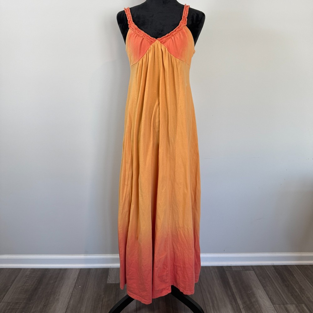 Old Navy Sunset Ombre Maxi Dress Size Medium Orange Coral Summer Vacation Resort