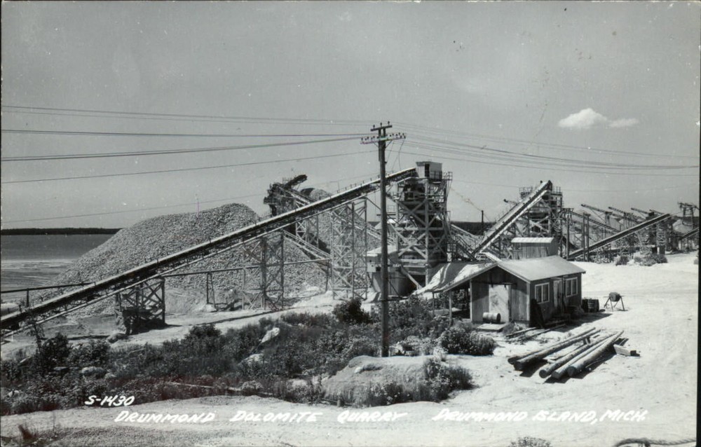 RPPC Drummond Island MI Dolomite Quarry unused vintage real photo postcard