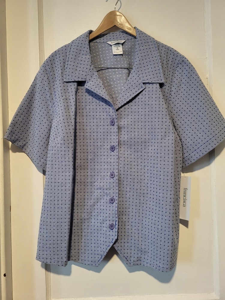 NWT Francisca by Koret Button Up Short Sleeve Top  Sz 16W #442