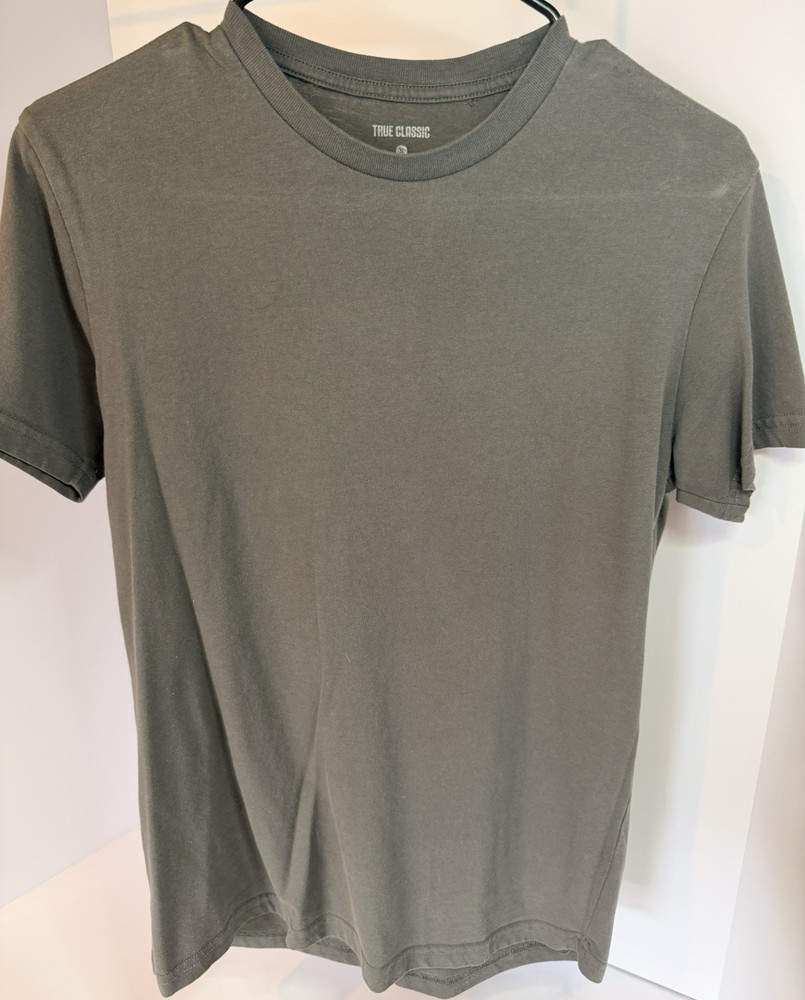 True Classic Men's Gray Crew Neck Jersey T-Shirt S Short Sleeve Solid