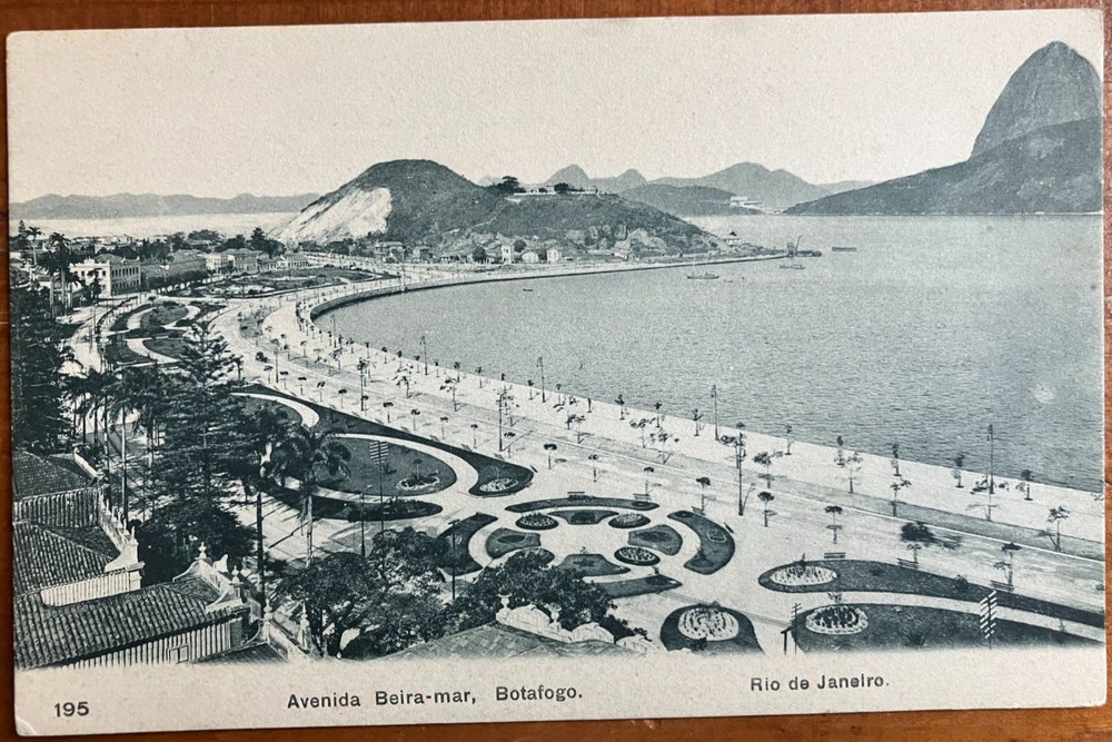 Antique postcard: Avenida Beira-mar, Botafogo, Rio de Janiero, Brazil, used