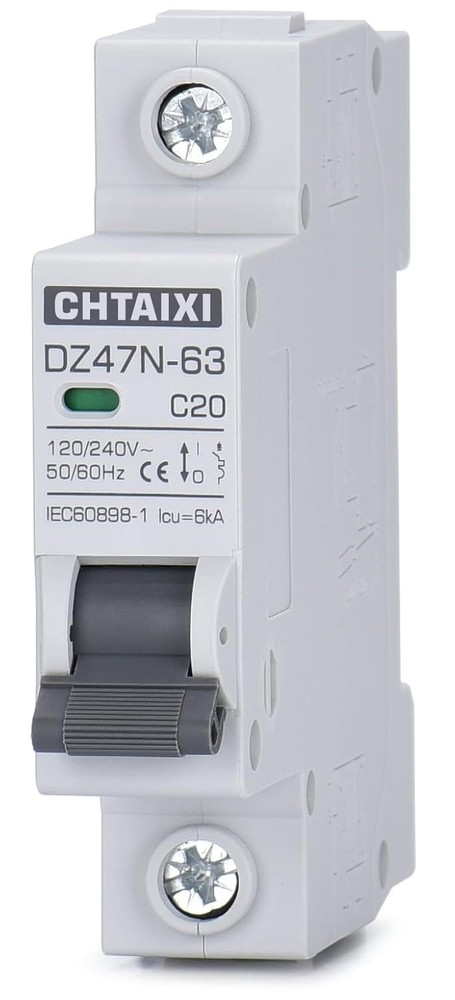 AC Miniature Circuit Breaker 20 Amp 120V 240V DIN Rail Mount Solar AC Disconn...