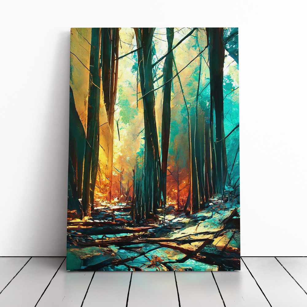 Forest Abstract No.1 Canvas Wall Art Print Framed Picture Home Office Decor-image