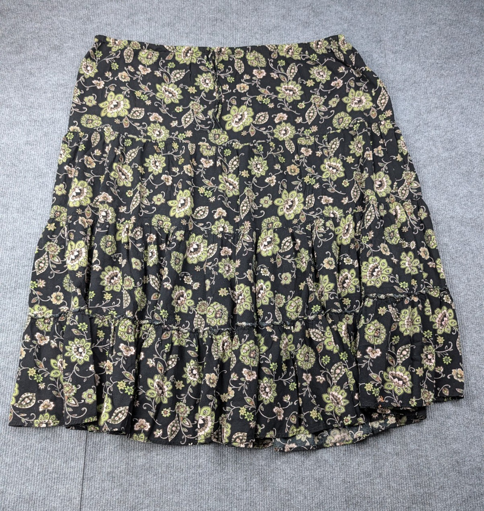 Vintage White Stag Midi Skirt Womens 2X Paisley Floral Cottage Flowy Whimsical