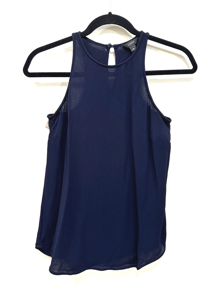J.Crew Women's Blue Crew Neck Sleeveless Tank Top Petite Size 00
