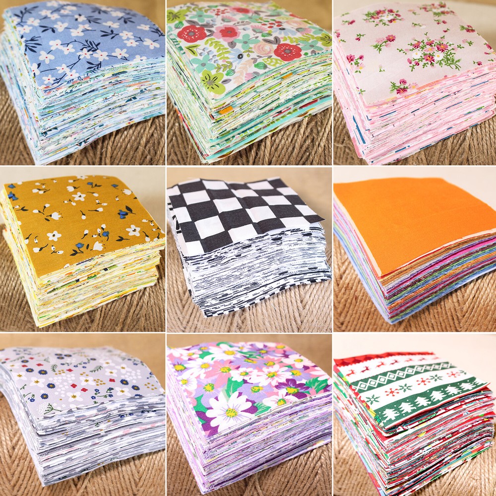 100 Flower Floral Printed Fabric Charm Precut 4