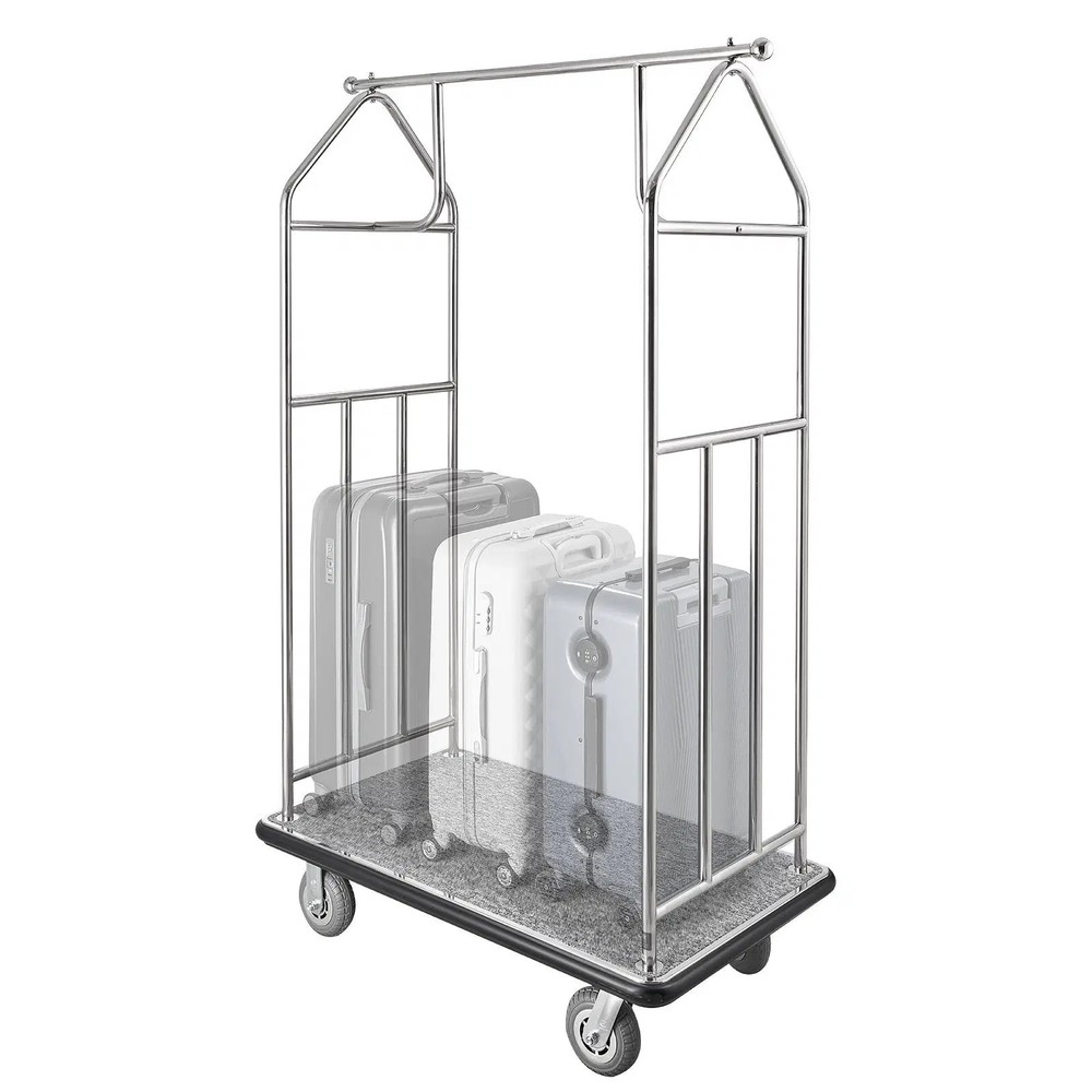 Hotel Luggage Cart, 800 LBS Load Capacity, Brushed Stainless Steel Finish Bellma