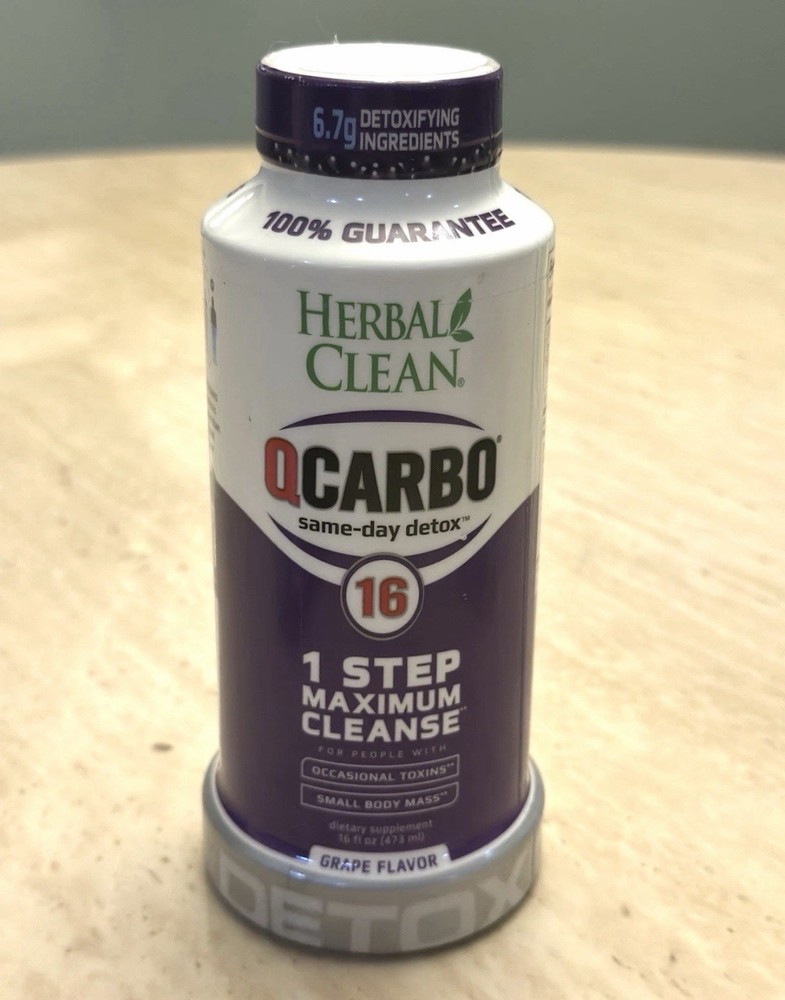 Herbal Clean QCarbo Same-Day Detox 1 Step Maximum Cleanse Grape Flavor, 16Oz