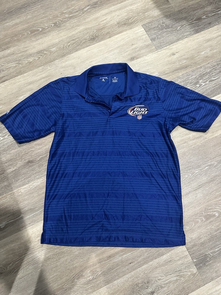 Antigua Bud Light Sponser NFL  Blue Polo Shirt Men’s Size Medium