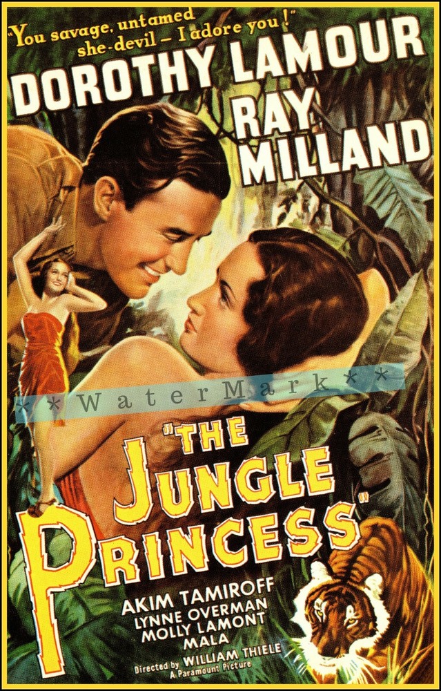 Vintage 1936 Jungle Princess Retro Movie Poster Jungle Adventure Print  