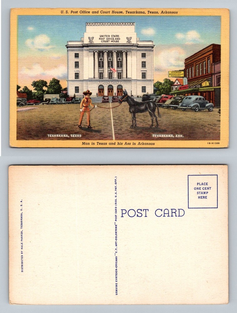 Texarkana, TX-Texas, Post Office & Court House State Line Humor Vintage Postcard