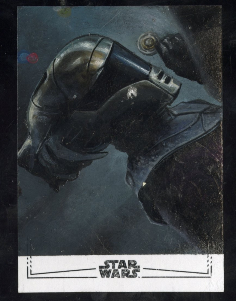 2025 Topps Chrome Star Wars Black Foil Sketch 1/1 Zorii Bliss by Ashley Marsh